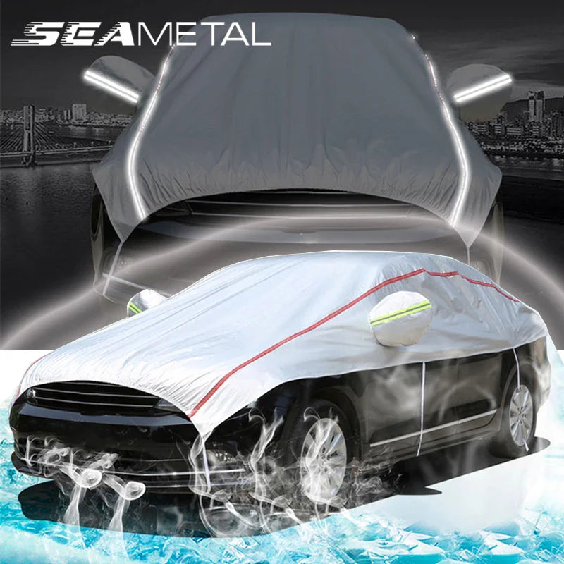 SEAMETAL Universal Half Car Covers Indoor Outdoor Dustproof Snowproof Waterproof Protection Cover Cars for Sedan Suv Sun Shades