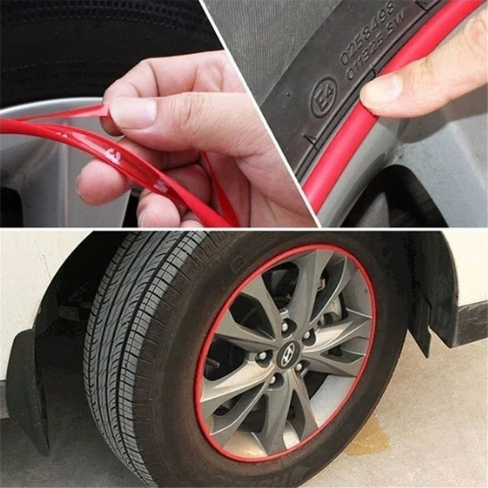 8M/Roll Car Wheel Rim Sticker Wheel Decoration Auto Tire Rim Plated Strip Protection Decoration Car-styling Exterior Accessories