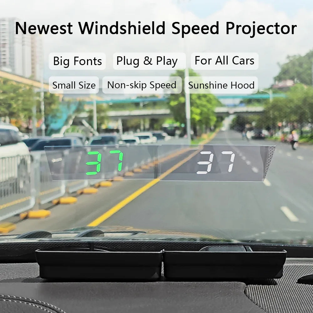 2024 HD Car Head Up Display HUD Windshield Projector GPS System for All Cars Speedometer Auto Electronics Accessories Speed KM/H