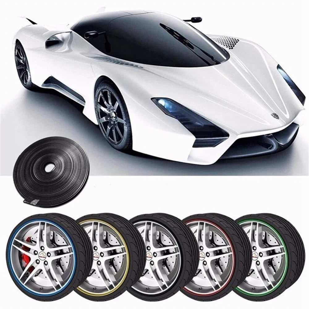 8M/Roll Car Wheel Rim Sticker Wheel Decoration Auto Tire Rim Plated Strip Protection Decoration Car-styling Exterior Accessories