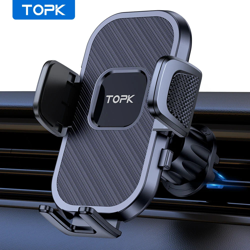 TOPK Car Phone Holder Air Vent Car Mount [Big Phone & Thick Cases] Hands Free Cell Phone Automobile Clamp Cradles for All Phones