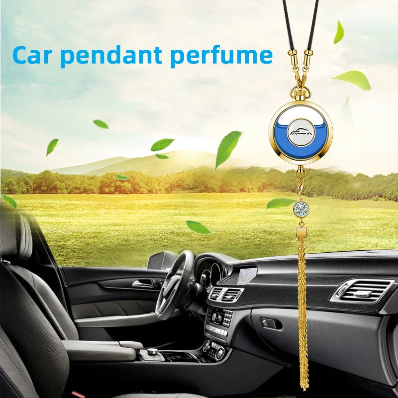 Car Perfume Pendant Air Freshener Hanging Perfume Empty Bottle Auto Interior Rearview Mirror Metal Lace Pendant Car Decoration